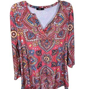 Lily by Firmiana Womens Pink Mandala Tunic Top Shirt Size XL